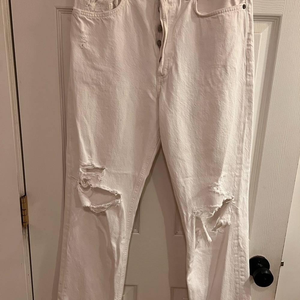 Agolde Women’s White Distressed Relaxed Jeans